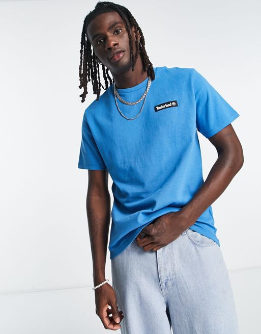 Timberland Heavy Weight woven badge t-shirt in blue | ASOS