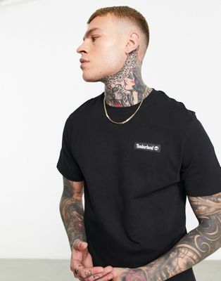 Timberland heavyweight premium t-shirt with woven badge in black