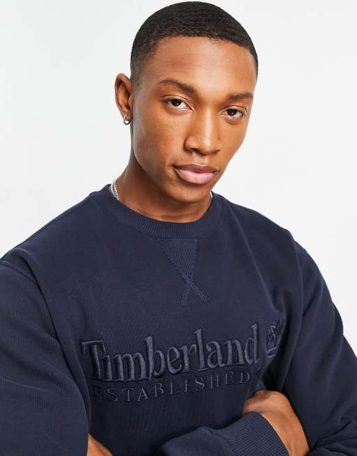 Timberland Heritage Est. 1973 sweatshirt in navy ASOS
