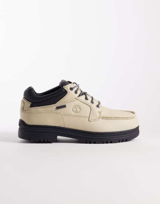 Timberland – Heritage – Schnürstiefel aus Gore-Tex-Material in Beige mit niedrigem Schaft
