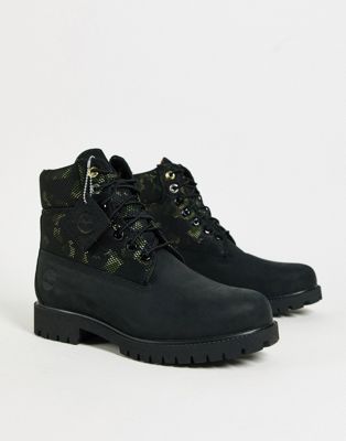 Timberland Heritage waterproof camo boots in black | ASOS