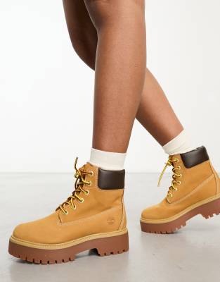 Timberland - Hochwertige Stiefel aus Nubukleder in Weizenbraun mit erhöhter Plateausohle und 6 Zoll Schafthöhe-Neutral