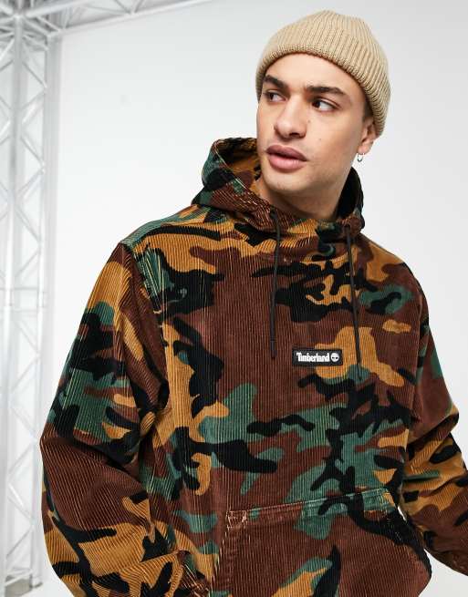 Timberland Hoodie van corduroy met camouflageprint in multi ASOS