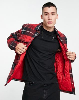 Timberland Insulated Buffalo shirt jacket in red