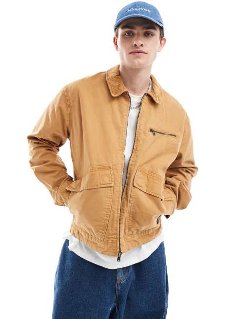 Timberland - Jack van canvas met rits en wassing in tarwebruin
