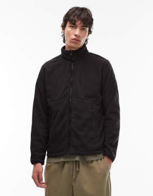Jacke aus Polarfleece in Schwarz mit Reißverschluss Schwarz 122-127 CM