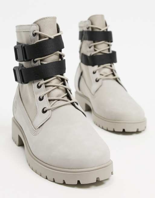 Timberland jayne double buckle boots in beige