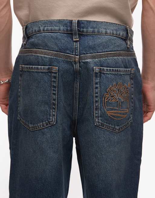 Timberland - Jean baggy avec poche à logo - Bleu délavé moyen, 4 de 5