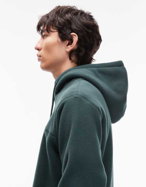 Timberland – Kapuzenpullover aus Polarfleece in Dunkelgrün mit kurzem Reißverschluss, 4 von 5