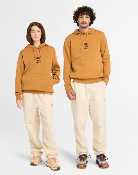 Timberland – Kapuzenpullover in Wheat Boot mit Stapel-Logoprint - view 1