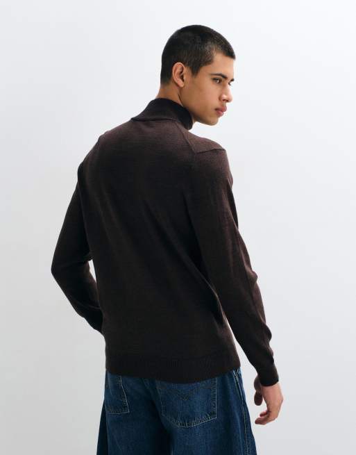 Timberland katoenen sweater met 1/4-rits in gemêleerd taupe, 5 van 5