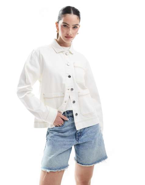 Timberland Kempshire denim chore jacket in vintage white - view 1