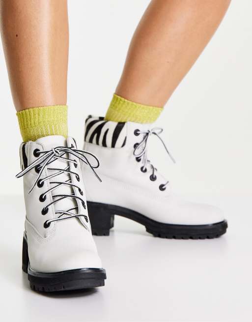 Timberland - Kinsley - Højhælede 15 centimeters støvler med sort og hvidt zebramønster, 3 af 4