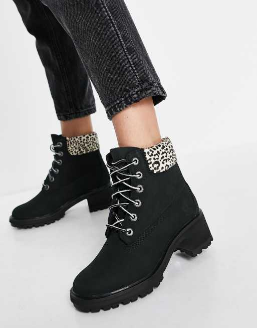 Timberland Kinsley Laarzen met hak in zwart met luipaardprint