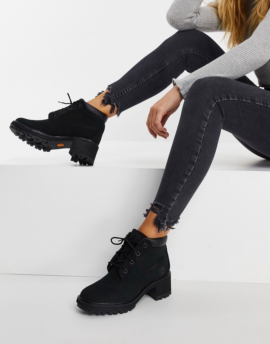Timberland Kinsley lace up heeled ankle boots in black