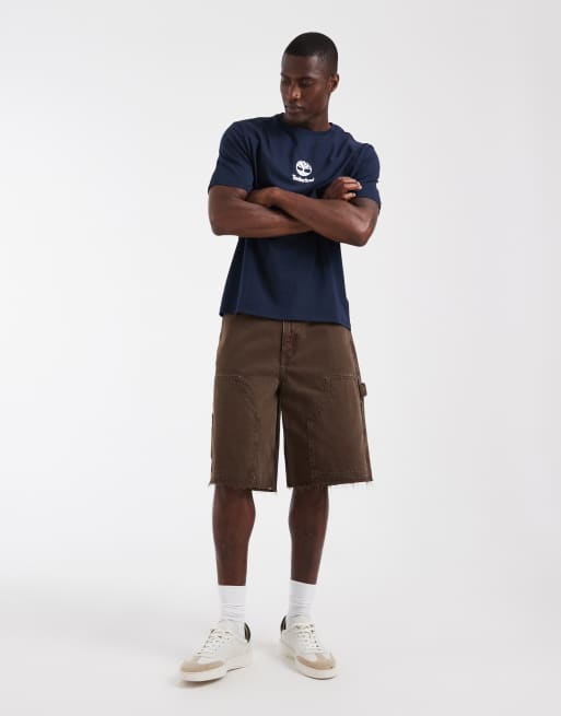 Timberland – Kurzärmliges T-Shirt in dunklem Saphirblau mit Stapellogo, 3 von 5