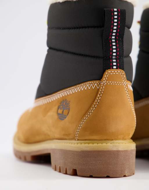 Timberland - Laarzen van 6 inch gevoerd met bont in tarwebruin zwart | ASOS