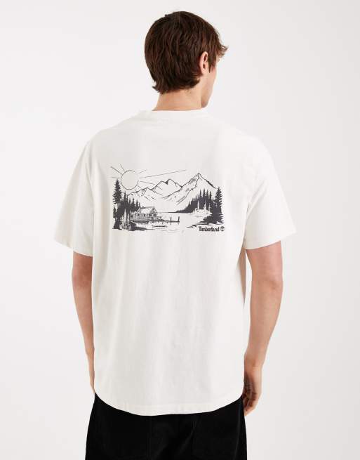 Timberland - Lake house - T-shirt avec imprimé au dos - Blanc vintage