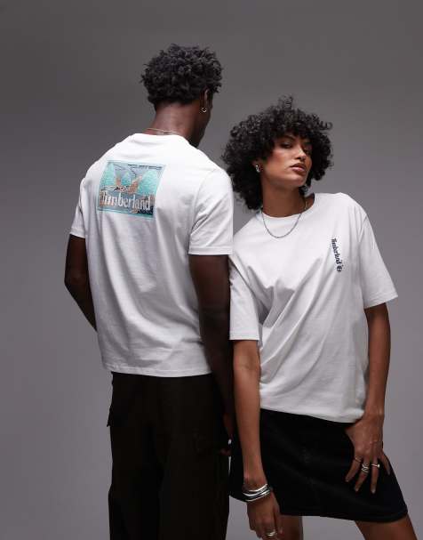 Timberland Lake View backprint oversized t-shirt in white - view 1