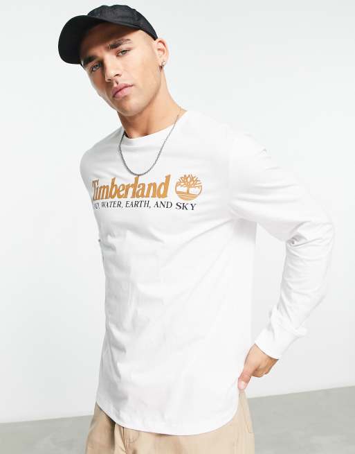 Timberland – Langärmliges Shirt in Weiß