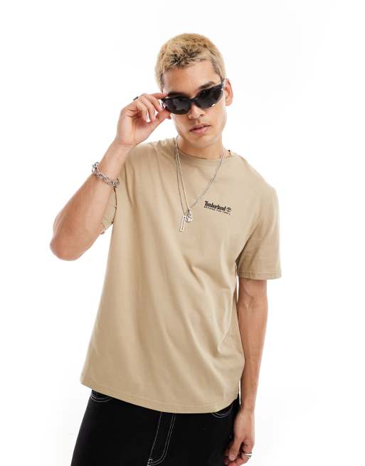 Timberland large boulder back print oversized t-shirt in beige Exclusive to Asos, 3 of 4