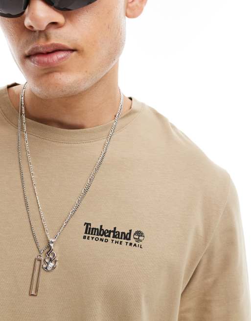Timberland large boulder back print oversized t-shirt in beige Exclusive to Asos, 4 of 4