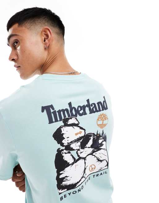 Timberland large boulder back print oversized t-shirt in blue