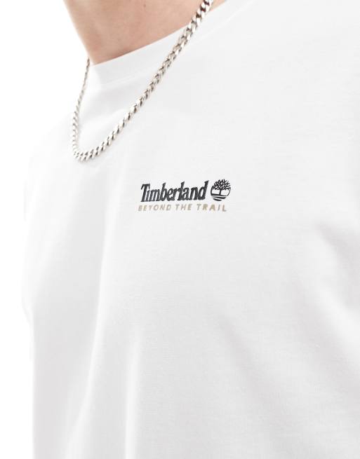 Timberland large boulder back print oversized t-shirt in white, 3 of 4