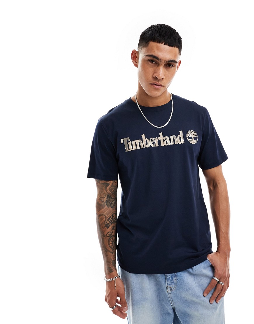 Timberland large camo logo t-shirt in navy