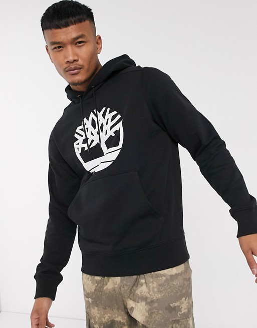 Timberland large chest logo hoodie in black