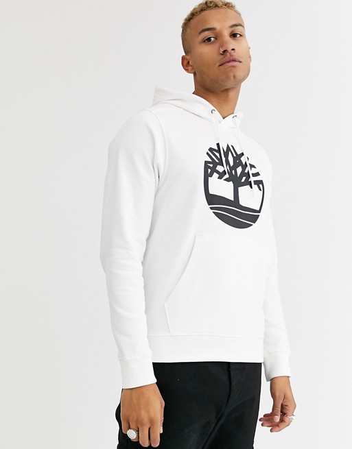 Timberland large chest logo hoodie in white