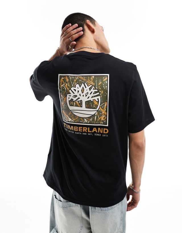 Timberland - large tree camo backprint t-shirt in black