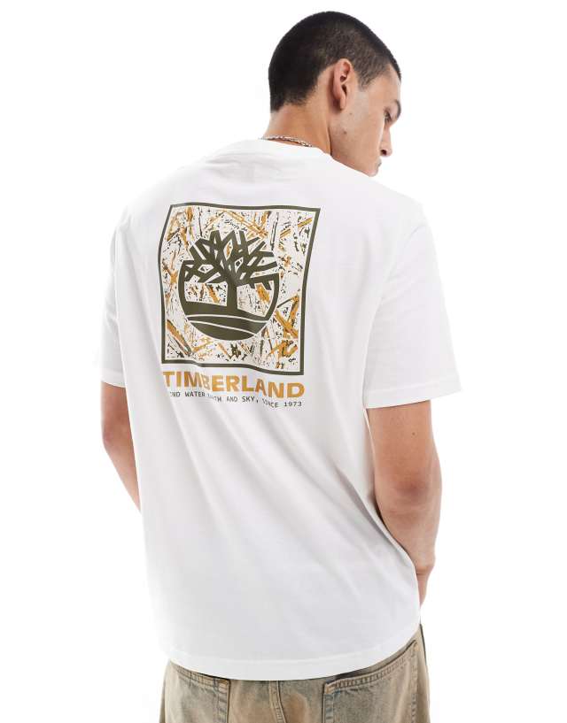 Timberland - large tree camo backprint t-shirt in white