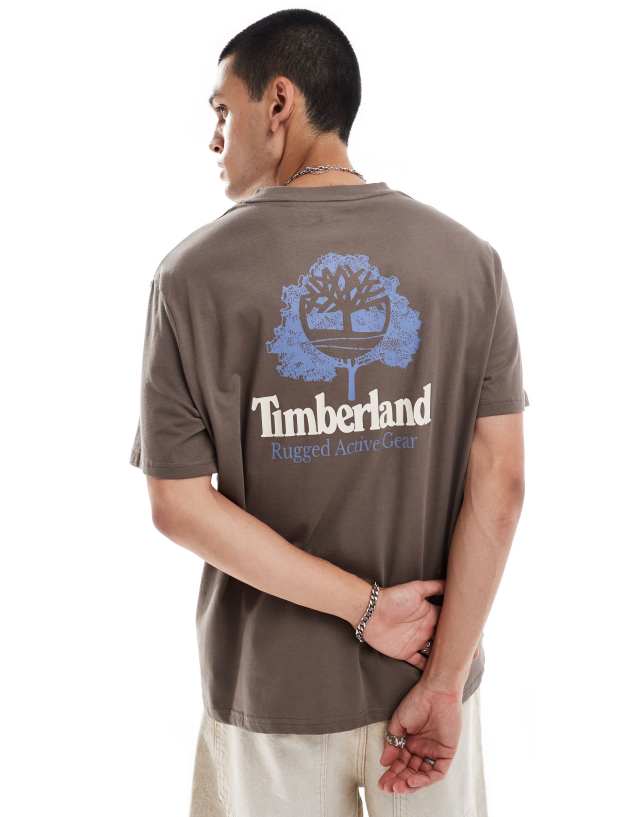 Timberland - large tree logo backprint t-shirt in brown