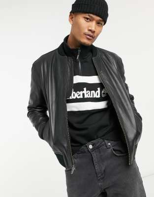 Timberland leather bomber jacket