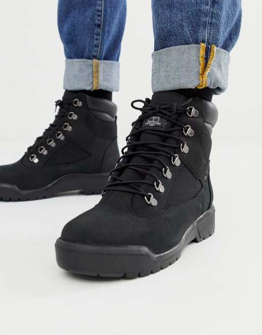 Black timbs store field boots