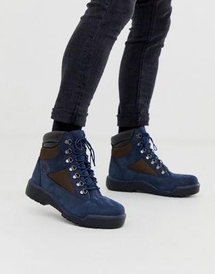 timberland navy blue field boots