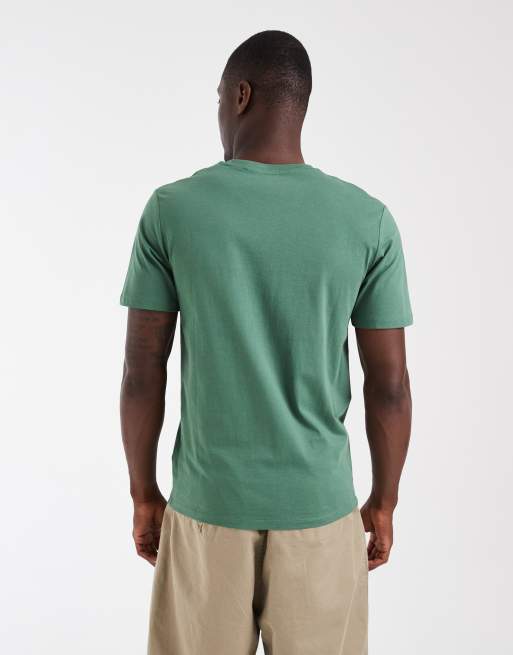 Timberland Linear logo print tee in myrtle, 3 of 5