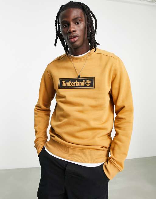 Timberland Linear logo sweatshirt in brown ASOS