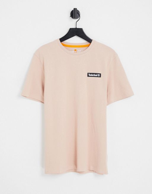 Timberland Logo woven t-shirt in light pink | ASOS
