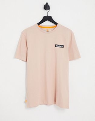 Timberland Logo woven t-shirt in light pink