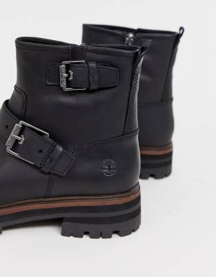 timberland black london square biker boots
