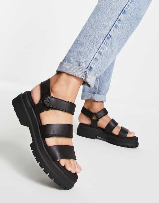 Timberland London Vibe 3 band sandals in black | ASOS