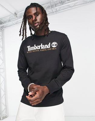 Timberland long sleeve chest logo t-shirt in black