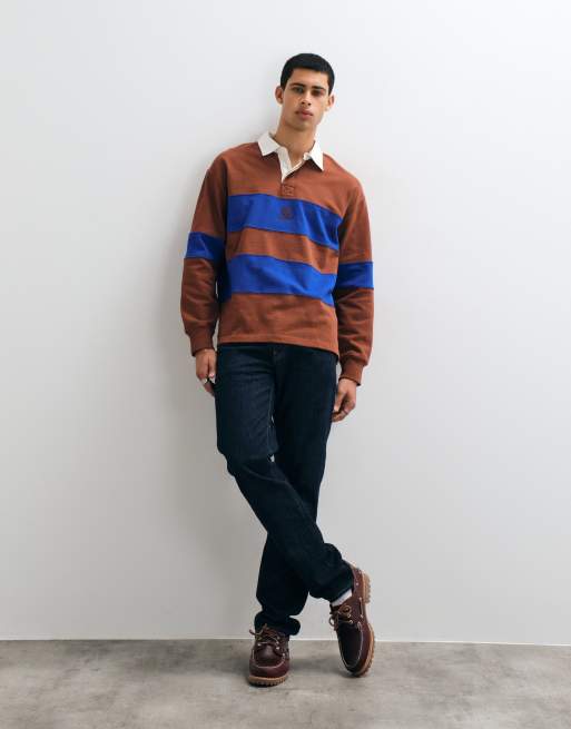 Timberland Long sleeve rugby polo sweatshirt in brownout/surf the web, 2 of 5