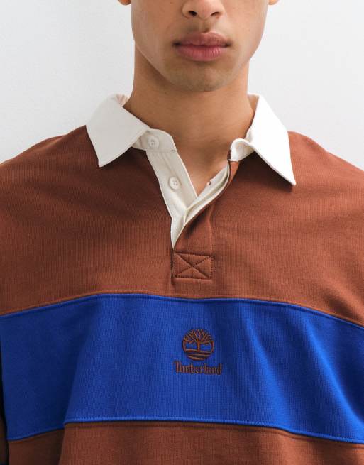 Timberland Long sleeve rugby polo sweatshirt in brownout/surf the web, 4 of 5