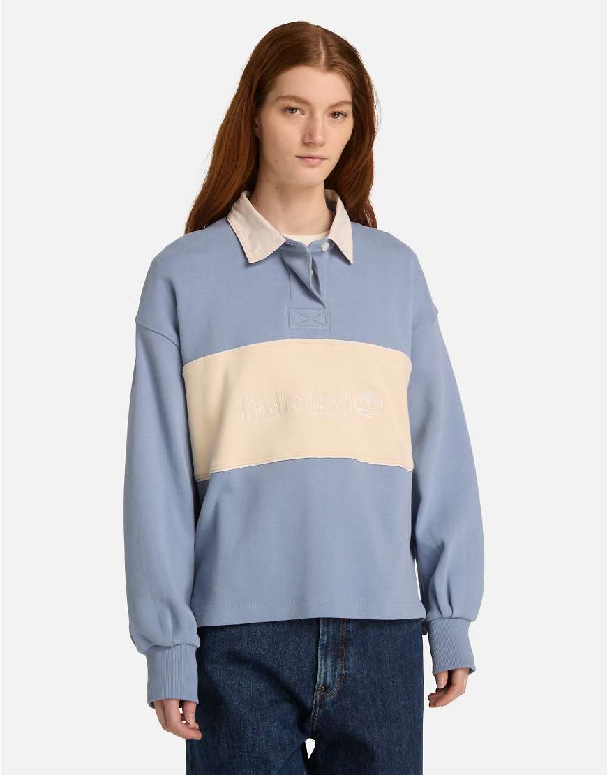 Lush - Rugby-Poloshirt in Stonewash-Blau Blau XL
