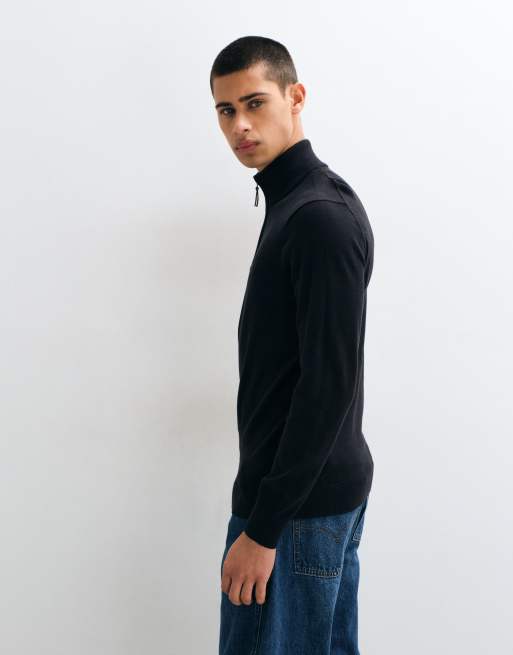 Timberland maglione in cotone con zip a un quarto nero, 4 di 5