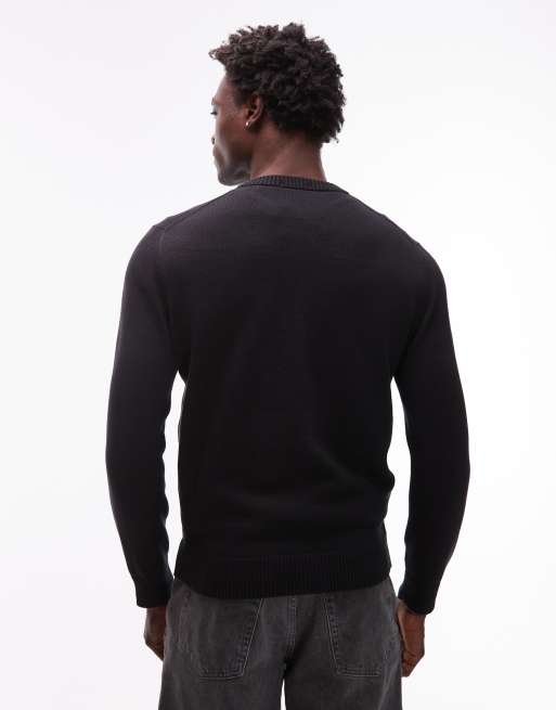 Timberland - Maglione nero con logo sul petto stile college, 3 di 5
