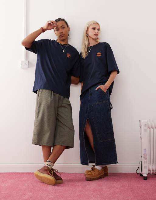 Timberland – Marinblå t-shirt i oversize med linjärt bergstryck - endast hos ASOS, 3 av 4
